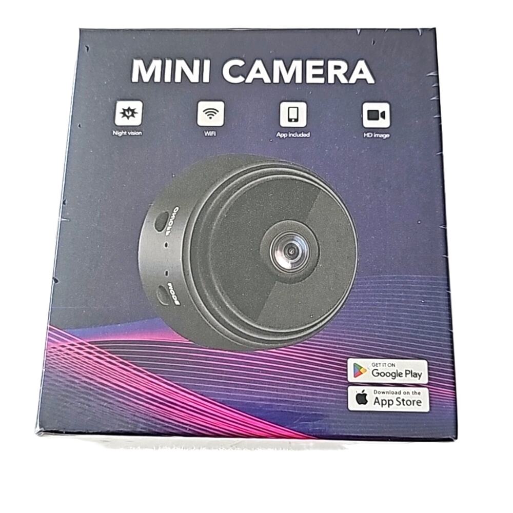 Mini Camera Two Charging Cords and Magnetic Holder Use in Car, House, or Office